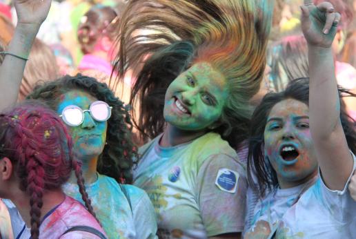 Four young adults during Yerevan Color Festival.